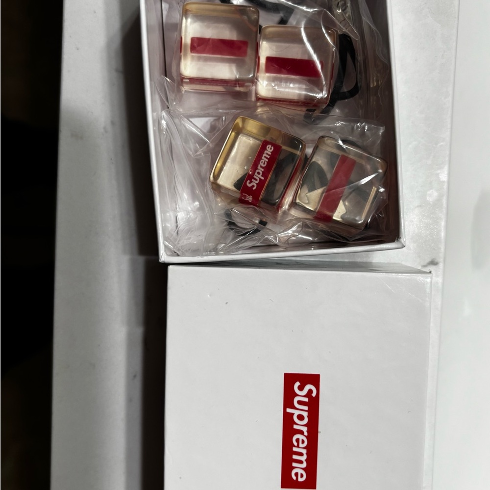 Supreme Red and White Acrylic Hair Bobbles